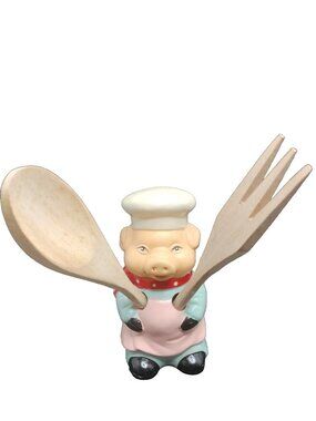 Alco Ceramic Pig Chef 3 Piece Kithen Tool Set P New 5"3/4 In Box